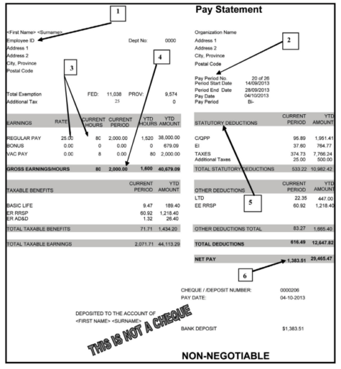 Regular Pay Examples Pay Statement Explainer | Gérez votre paie